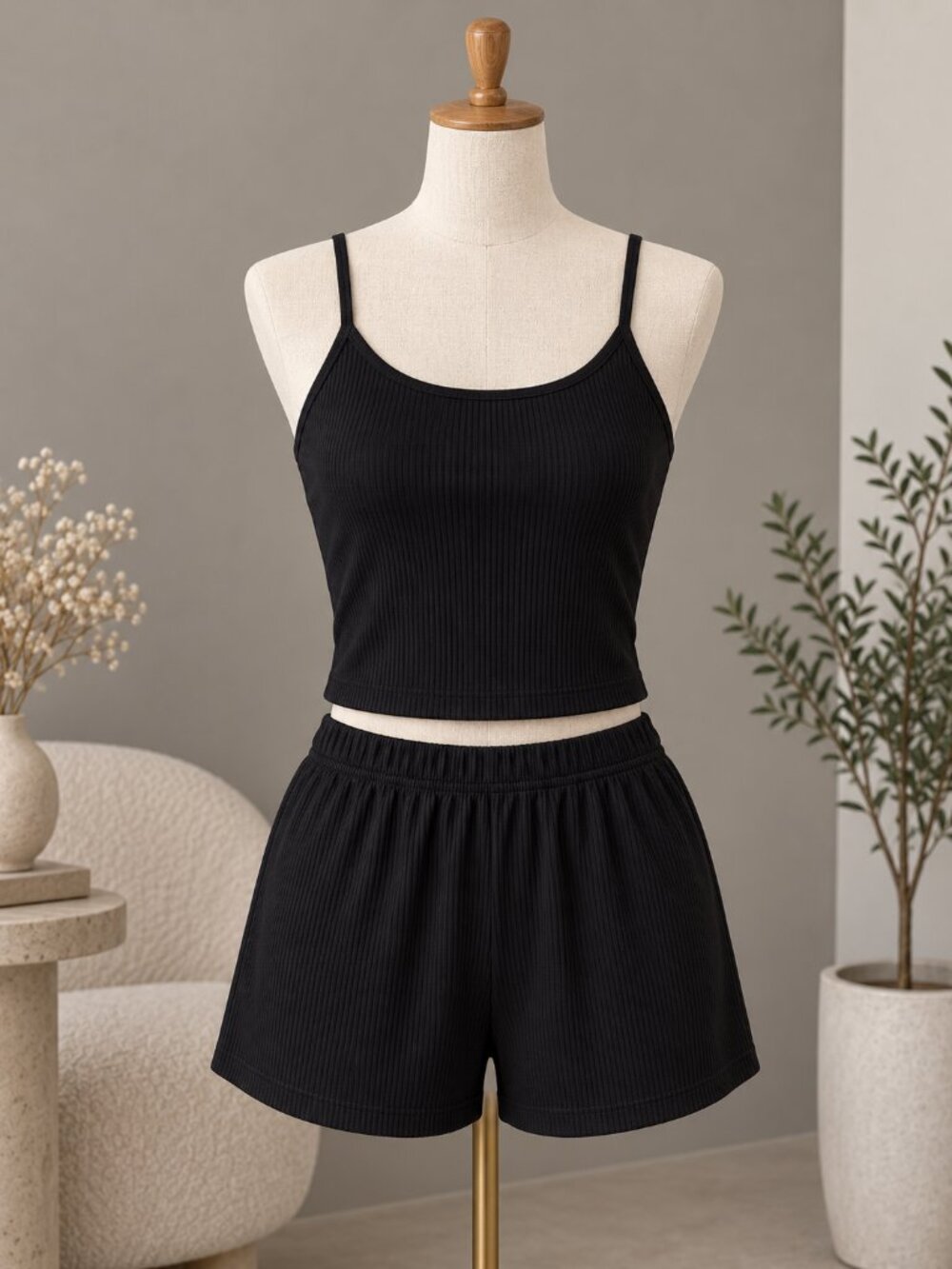 Black Tank Top short set